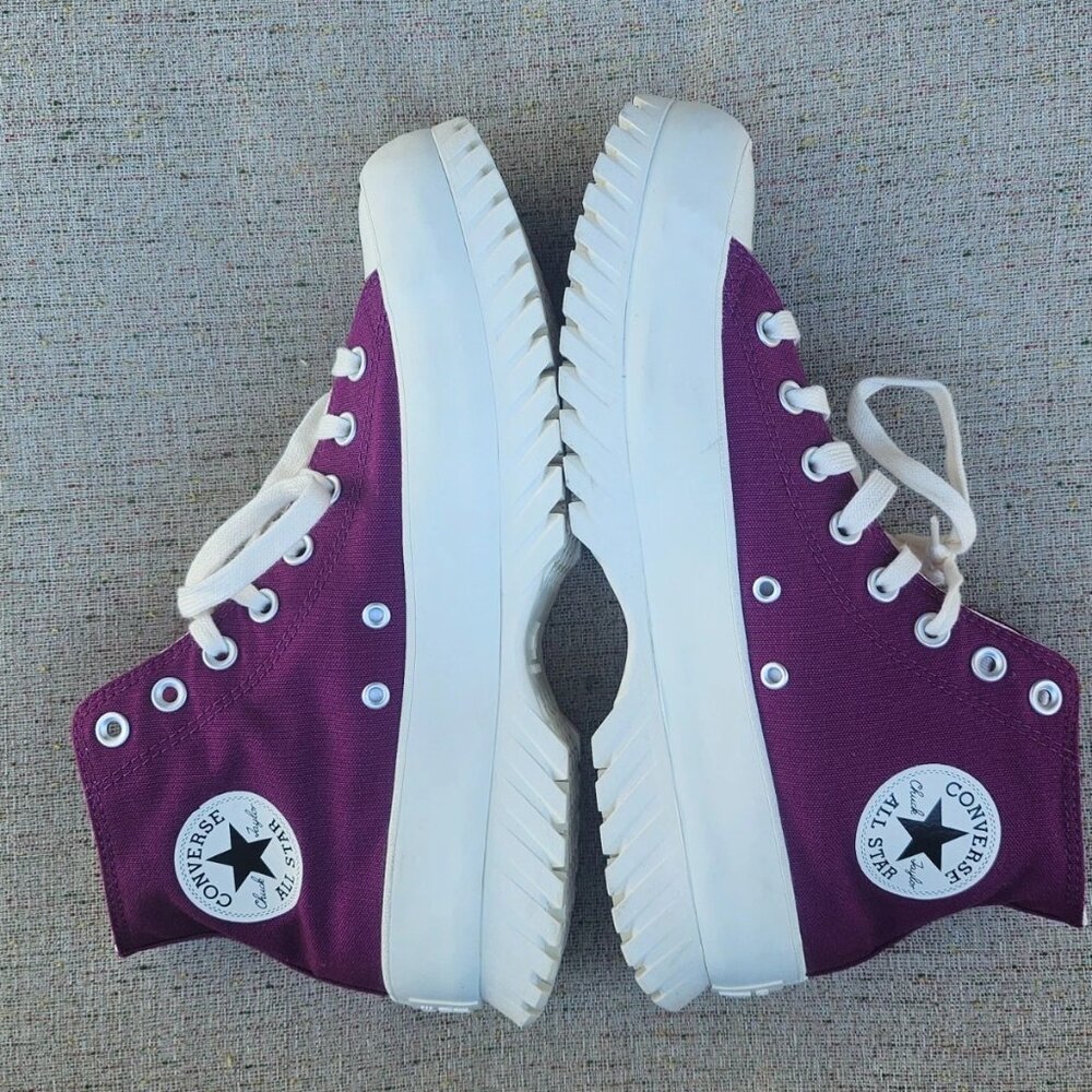 Converse Unisex Shoes Platform Sneaker Plum Canvas Lace Up Shoes Size 9.5M 11.5W - Picture 9 of 12